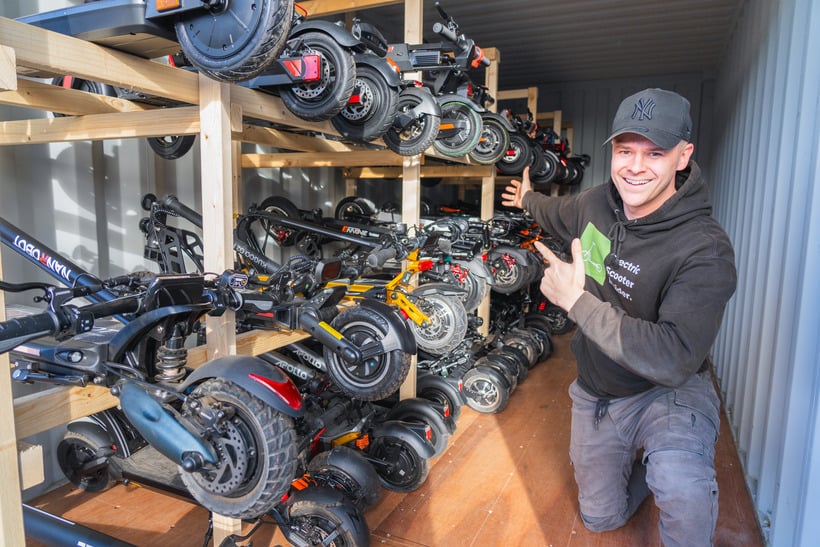 Josh With A Selection of the Tested Scooters